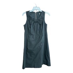 Aqua Sleeveless Bow Detail Sheath Dress Lined Size 4 Black Cotton